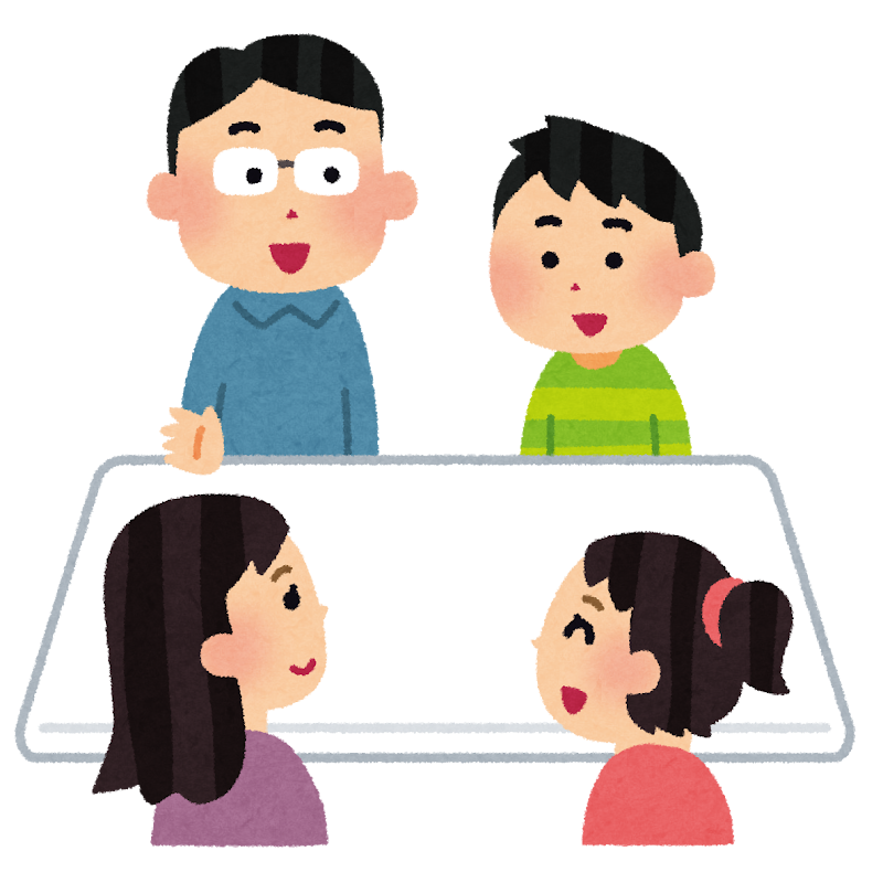 お墓選びを家族で話し合うイラスト